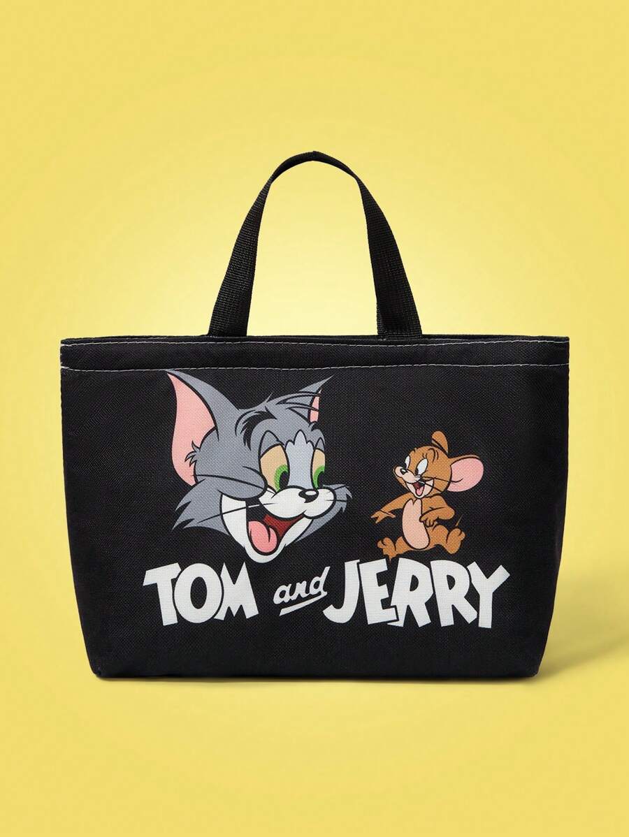 TOM & JERRY X SHEIN Letter & Cartoon Pattern Lunch Box Bag, For Office Worker And Student - Multicolor - View 1