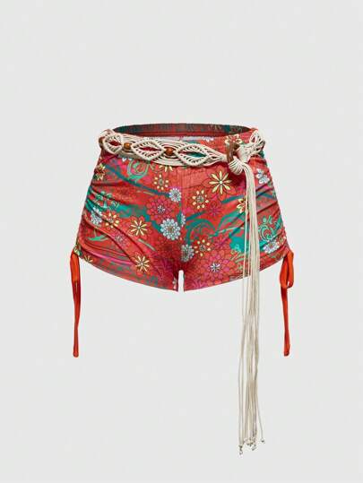 J-Fashion Y2K Floral Print Retro Vintage Mini Shorts For Vacation