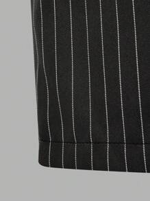 SHEIN Tween Girls Striped Casual Pants With Waist Tie & Wide Leg - Dark Grey - View 4