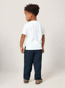 SUMWON 棉质透气休闲裤，夏季舒适透气，适合休闲度假穿着，弹性腰带，宽松版型。 - 藏蓝色 - 查看 4