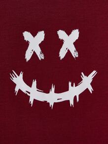 AXEPEAK 男士 T 恤合身圆领短袖图案 T 恤，休闲趣味夏季勃艮第上衣，男士红色 T 恤，街头休闲 - 酒紅色 - 查看 3