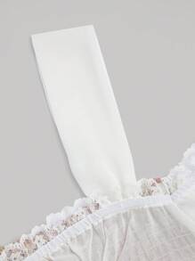 SHEIN MOOSTA Camisa de estilo francés de patchwork para mujeres de talla grande - Rosa - Ver 7