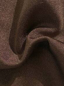 Swim Chiccia 2 Stücke Einfarbiger Draht-BH Cami Top mit Perlen Deko und seitlich gebundenen String Bikini Unterteil Set, Frauen Bademode für Strandurlaub im Sommer - Kaffeebraun - Übersicht 6