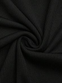 SHEIN Clasi 2件套女士加大码侧系带上衣和裤子套装 - 黑色 - 查看 7