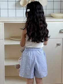 DAZY Girls Young Girl 2pcs Striped Sleeveless Top And Shorts Set, Fall Clothes