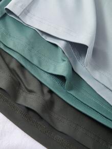 3 件纯色背心和短裤套装，时尚女士夏季服装 - 彩色 - 查看 3