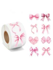 ROMWE Kawaii 1卷粉色蝴蝶结封口贴纸、涂鸦贴纸 - 淺粉色 - 查看 1