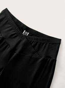 SHEIN EZwear Plus Size Women's Black Flare Pants, Casual & Versatile,Holiday Outfits,Summer,Business Casual Woman,2pcs