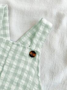 Vintaside Kids Baby Boys' Spring/Summer Plaid Overalls Shorts In White & Green, With Matching Accessories Hat, Fashionable & Versatile For Outdoor Play, Home Leisure, Daily Sports - Green - View 8