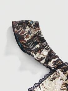 ROMWE Hauts ajustés de grande taille pour femmes avec design de cravate à fleurs vintage