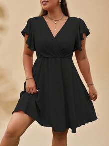 Sunserae Pure Plus Butterfly Sleeve Dress - Black - View 8