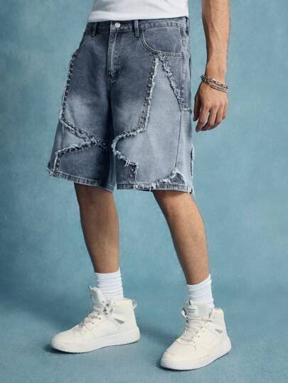 Street Life Men Washed Distressed Denim Shorts
