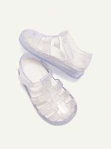 Cozy Pixies 1 Pair Fashionable Versatile Cute Transparent Crystal Soft Bottom Beach Sandals, Suitable For Spring/Summer, Infants - White - View 6