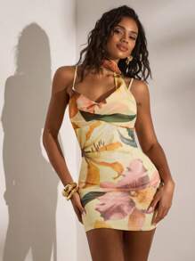 Opulessa Váy ren đan in xẻ tà cho nữ - Màu xanh lam - Xem 3