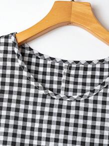 Rusticease 2件套女士格子圆领无袖上衣和阔腿裤夏季套装 - 黑與白 - 查看 4