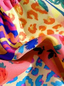 Swim Mod 1 Set/2 Stücke Frauen sexy Neckholder grafischer Muster Party Bikini Set & Strandüberwurf, Springbreak Lässig Strandparty - Verschiedenfarbig - Übersicht 5