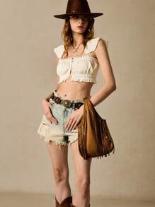 SHECARRY 休闲复古流苏装饰手提包和单肩包