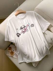 Comfortcana 女士休闲卡通图案印花 T 恤，夏季