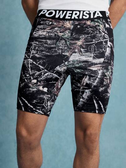 Street Life Pantalones cortos de ciclismo con estampado gráfico de calle para hombres
