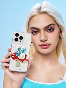 The Smurfs X SHEIN 耐用透明手机壳 - 印花保护套设计，兼容 ，透明手机壳