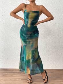 Chiquease Women's Fashionable Spaghetti Strap Dress, Suitable For Summer - Green - View 5