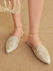 Styleloop Women's Pointed Toe Vacation Boho Style Flat Slip-On Shoes - Apricot - View 1