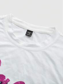 Manfinity Roghcode 2 件套男士字母图案圆领短袖休闲 T 恤和抽绳腰短裤套装，送给丈夫或男朋友的礼物，情侣装 2 件短套装两件短套装搭配短套装男士短裤套装图案 T 恤和短裤套装 - 彩色 - 查看 7