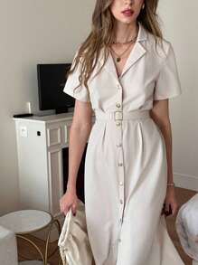 Pariaura Simple, Elegant, Intellectual, Commuting, Casual, Belted, Ladies' Dresses, Ladies' Professional Attire, Business Casual, Ladies' Office Attire