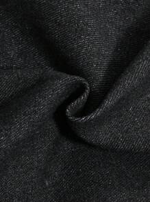 SHEIN Short en jean noir simple, confortable et ample avec bords bruts et étoiles, pour garçons. Tenue décontractée Y2K, idéale pour les enfants en été et au printemps, pour les festivals et la plage.