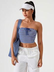 Hanevo Top tubo de mujer con estampado de rayas