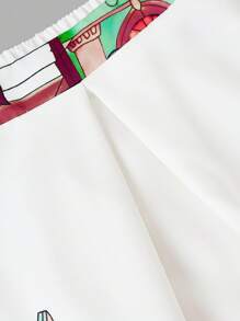 SHEIN LUNE Plus Size Dam Byggnadstryck Mode Plisserad Kjol - Multifärgad - Visa 5