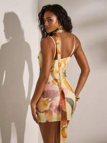 Opulessa Váy ren đan in xẻ tà cho nữ - Màu xanh lam - Xem 2