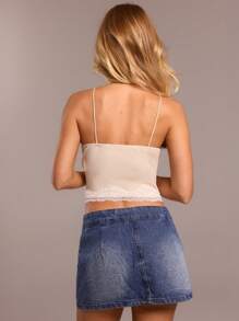 SHEIN Forever 21 Women's Contrast Lace Camisole, Fashionable Fitted Tank Top For Summer