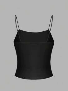 SHEIN Essnce 2 件套女士紧身褶皱吊带背心套装，带胸垫，适合夏季 - 彩色 - 查看 6