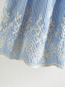 Cozy Pixies Baby Girl Floral Print Square Neck Ruffle Trim A-Line Dress - Blue - View 5