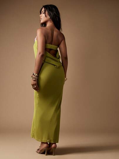 chinese dress ladies Ceremony Pink Bandeau Maxi Dress  Club L London