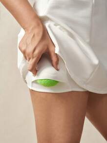 VARSIVA Women's White Knitted Tennis Dress With Round Neck And Zipper Detail - White - View 9