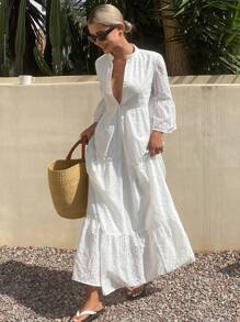 Livesso Nouvelle robe ample et décontractée de style vacances mi-longue pour femmes