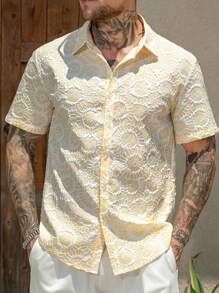 Manfinity RSRT 夏季男士花卉纹理短袖衬衫