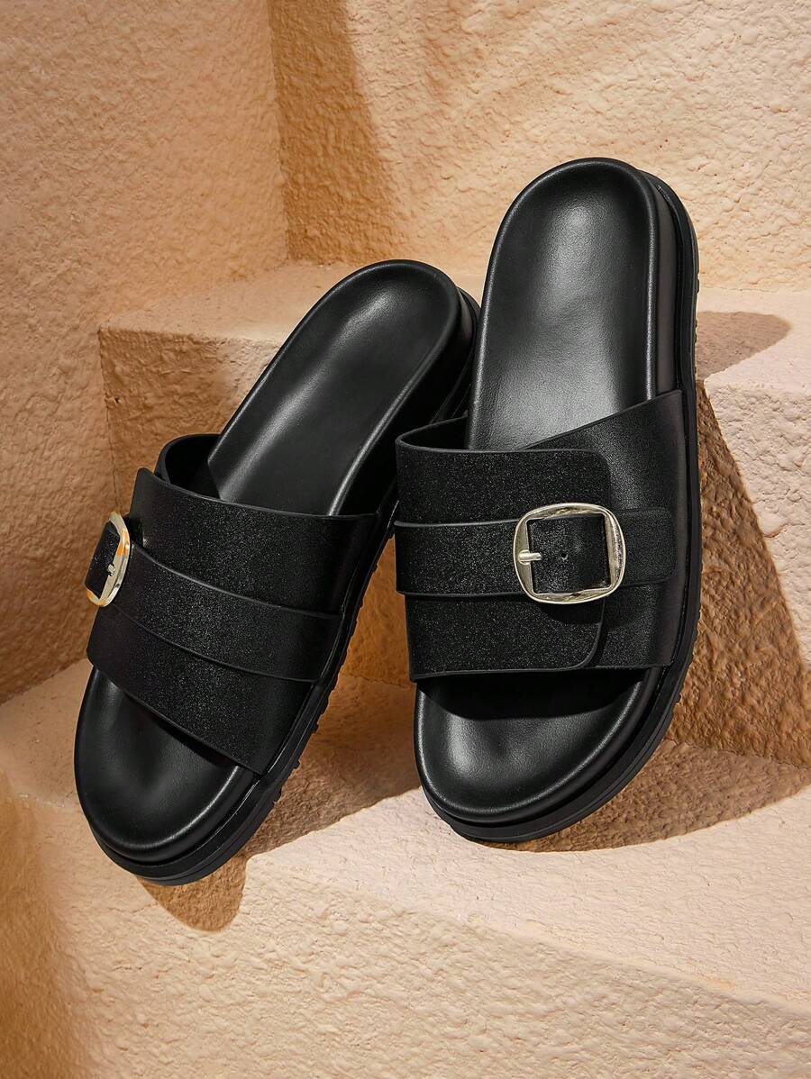 HighSole Sandali con zeppa e plateau da donna neri alla moda - nero - Visualizzare 1