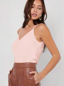 BizChic Top de alças com decote em V, estilo casual desportivo campestre, para uso diário, trabalho, formal, deslocações, encontros, férias, escritório, efeito emagrecedor, elegante, sexy, versátil, verão, outono, Halloween, regresso às aulas, festa, aniversário, convidado de casamento, igreja, ocasião especial, passeio, praia, convívio, social, feriado, compras, chá da tarde, viagem, férias, estilo descontraído, street, minimalista - Rosa - Ver 3