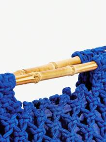 SHEIN SXY 女士度假波西米亚风格时尚编织手拿包 - 藍色 - 查看 5