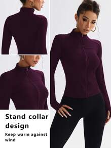 Dewbera Slim-Fit Fitness Workout Running Zipper Stretchy Compression Casual Long Sleeve Yoga Jacket Katseye Weight Loss