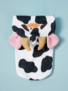 PETSIN 1pc Pet Cat Dog Universal Sleeveless Hoodie, Cute Cow Print Cartoon 3D Cosplay Sweatshirt For Pets - Multicolor - View 6