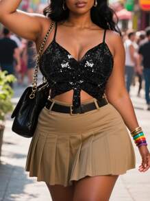 Slaydiva Nueva Blusa Corta Brillante con Mariposa, Blusa Halter Casual Sexy con Lentejuelas para Festival Callejero, Fiesta de Cumpleaños, Día de San Valentín, Cadena Corporal para Playa, Blusas Talla Grande para Mujeres y Niñas (Negro), Blusa Escotada por la Espalda - Negro - Ver 8