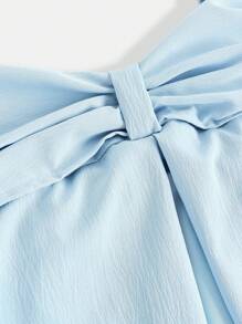 Girlism Áo hai dây xếp ly bèo nhún ngọt ngào màu xanh mùa hè TEENGIRL, Áo crop top mùa hè - Màu xanh lam - Xem 3