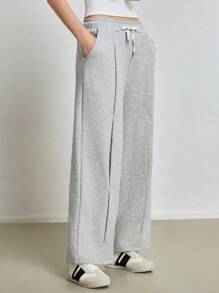 INAWLY Women's Casual Versatile Solid Color Straight Leg Sweatpants Graduation,Back To School,Graduation,Teacher,Back To School Fall - Grey - View 4