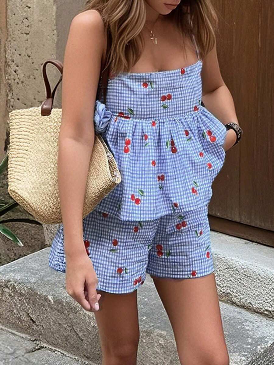 Women Two Pieces Outfits For Daily Wear - Blue - View 1