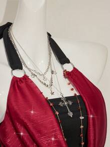 SHEIN ICON Slim-Fit Sleeveless Top With Necklace Pendant Decoration