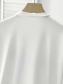 Teen Girls Simple Print Crew Neck Short Sleeve Dress - White - View 5